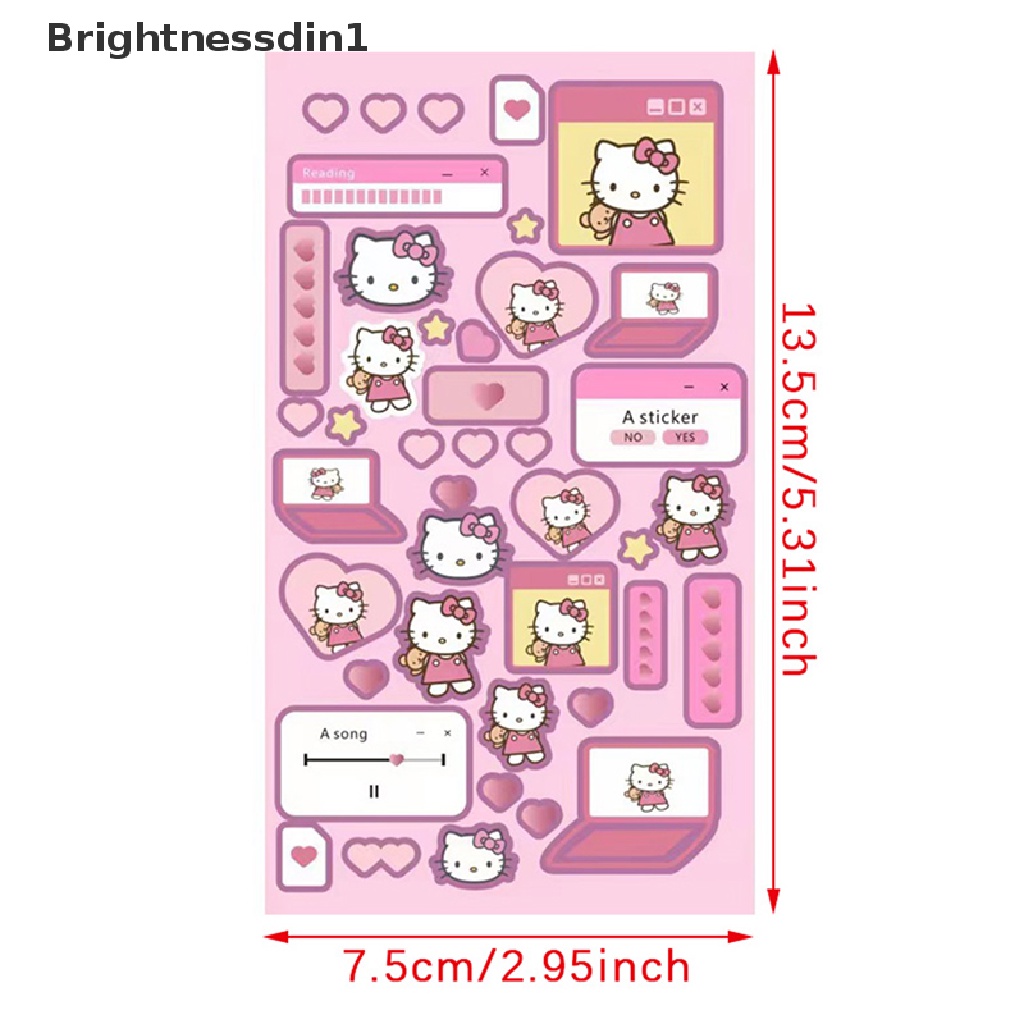 [Brightnessdin1] Sanrio Sticker Cinnamoroll Kuromi My Melody Hello Kitty Pachacco Pompompurin Dekorasi Stiker Planner Japanese Diary Boutique