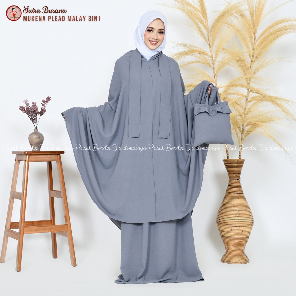 Pusat Bordir Tasikmalaya - Mukena Dewasa Lesty Crinkle Plead Malay 3in1