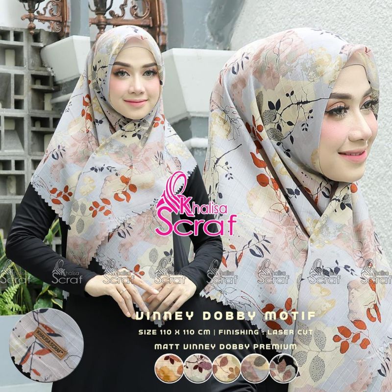 Hijab khalisa Motif Segi Empat Voal Jilbab Segiempat Kerudung Kekinian Terbaru Scraf MyCantik Origin