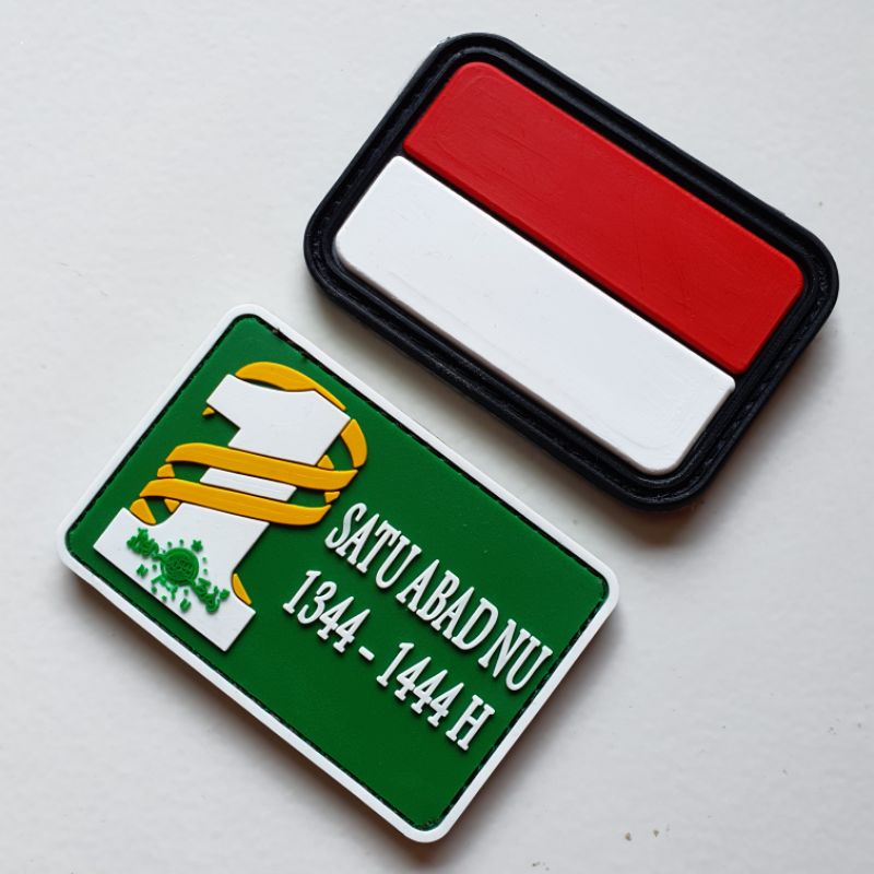 patch rubber satu set logo satu abad NU + bendera indonesia / nahdlatul ulama / tempelan emblem karet velcro