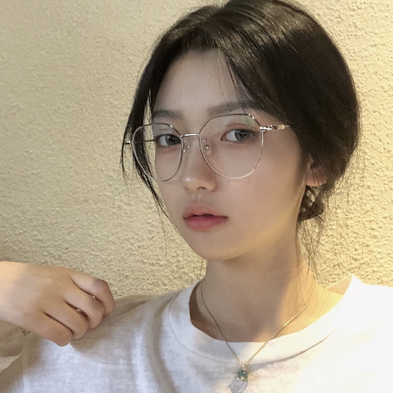 (YUZHU) Kacamata Hitam Warna Permen Bingkai Bulat Logam Fashion Korea INS Gaya Anti Blue Light Eyeglasses Untuk Wanita