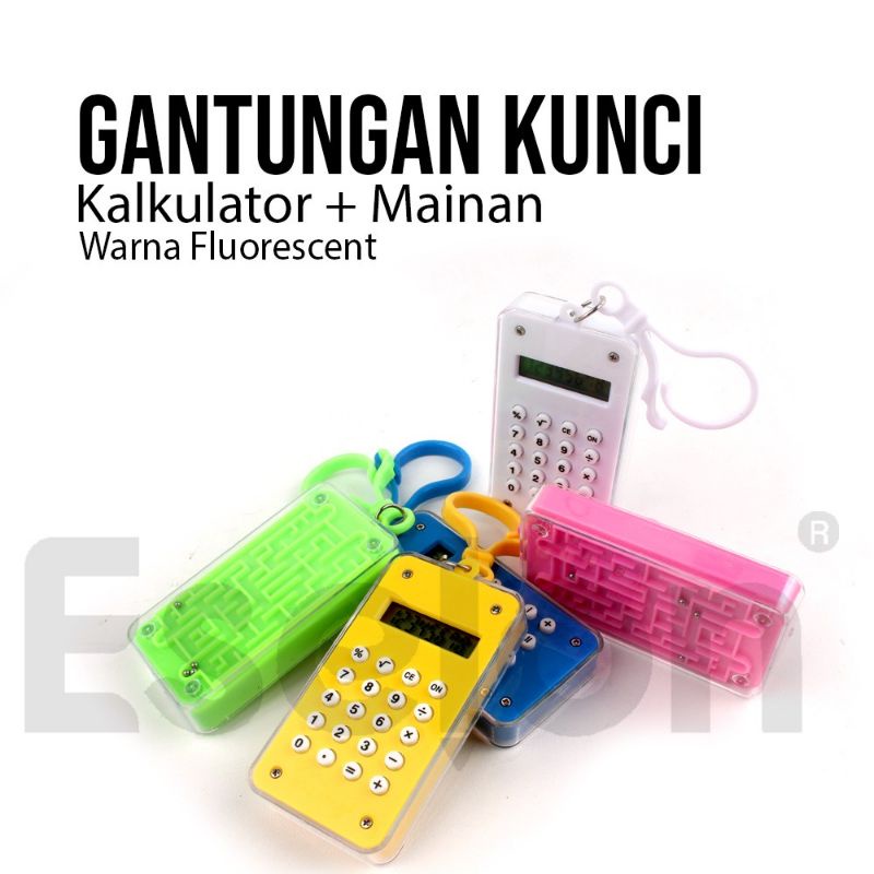 gantungan kunci kalkulator + mainan bola maze / kalkulator mini