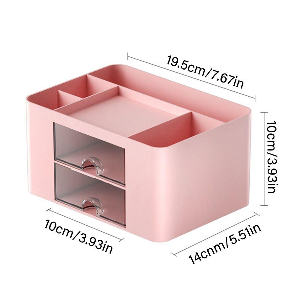 R-flower Pen Holder Multi Fungsi Dengan Laci Transparan Multiple Compartment Desktop Organizer