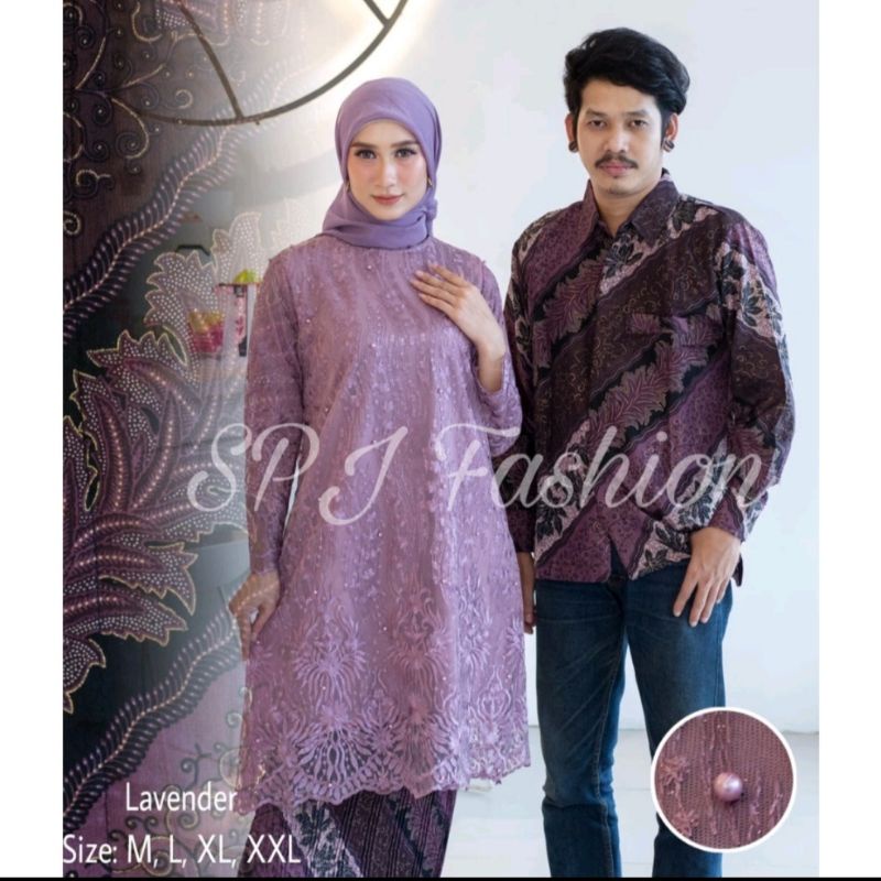 setelen tunik tulle/couple kebaya tunik tulle/couple sarimbit/couple kebaya keluarga/couple termurah/kebaya wisuda