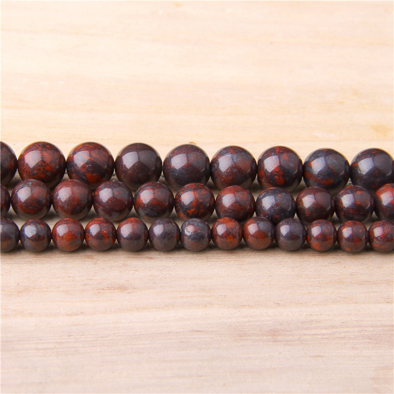 Butir Batu Natural Bloodstone Beads