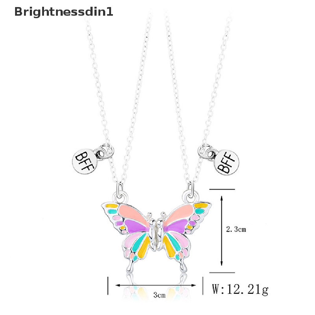 [Brightnessdin1] 2 Pcs Best Friend Butterfly Necklaces BFF Kalung Persahabatan Untuk 2perempuan Kekasih Pasangan Kalung Jarak Jauh Hadiah Ulang Tahun Butik