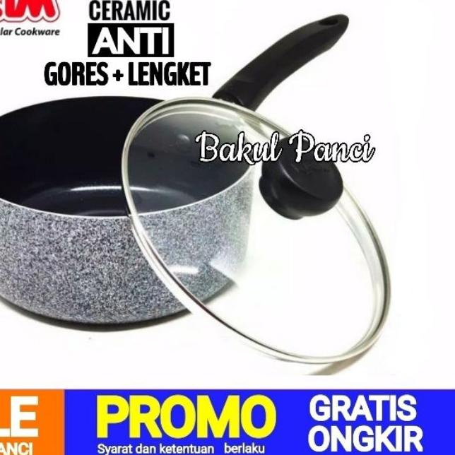 ☚ MAXIM CERAMIC - SAUCE PAN 16 / 18 CM + TUTUP - MAXIM NEOSTONE - PANCI WOK PAN FRYPAN FRY PAN GRANI