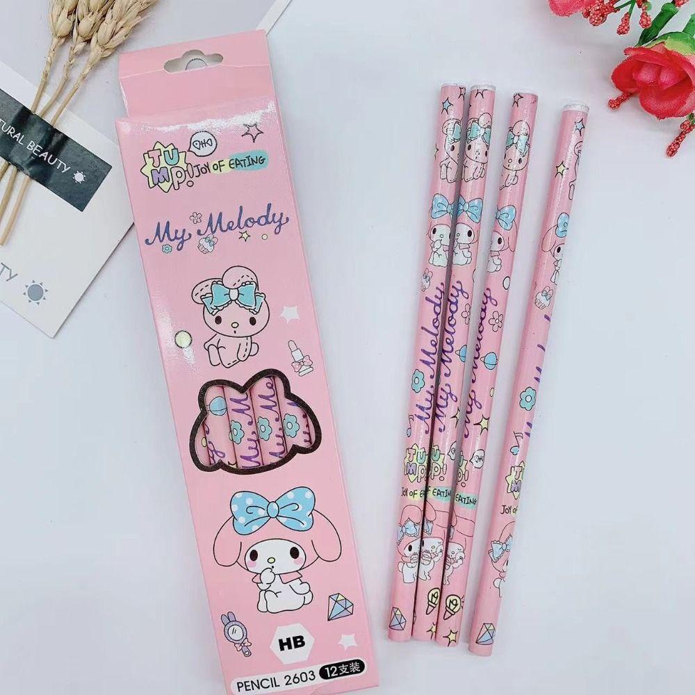 Agustinina Siswa HB Pensil Lucu Kartun Perlengkapan Seni Untuk Hadiah Anak My Melody Cinnamoroll Perlengkapan Kantor Sekolah