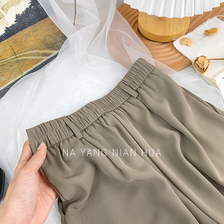 Krem/Hitam/Khaki/Coklat/Abu-abu Highwaist Loose Celana Setelan Wanita Kerja Celana Wanita Korean