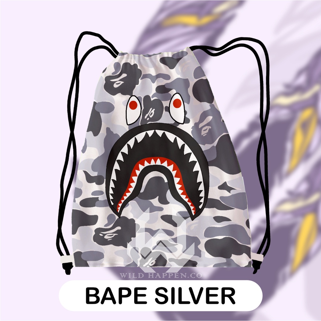 Tas Serut / String Bag Full Print Bape Silver