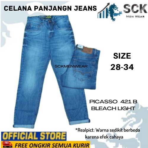 Celana Jeans Pria PICASSO Reguler Denim Kode 421 A, 421 B, 421 C, 421 F Ukuran 28-34 Reguler / Celana Jeans Pria  - sckmenwear GROSIR