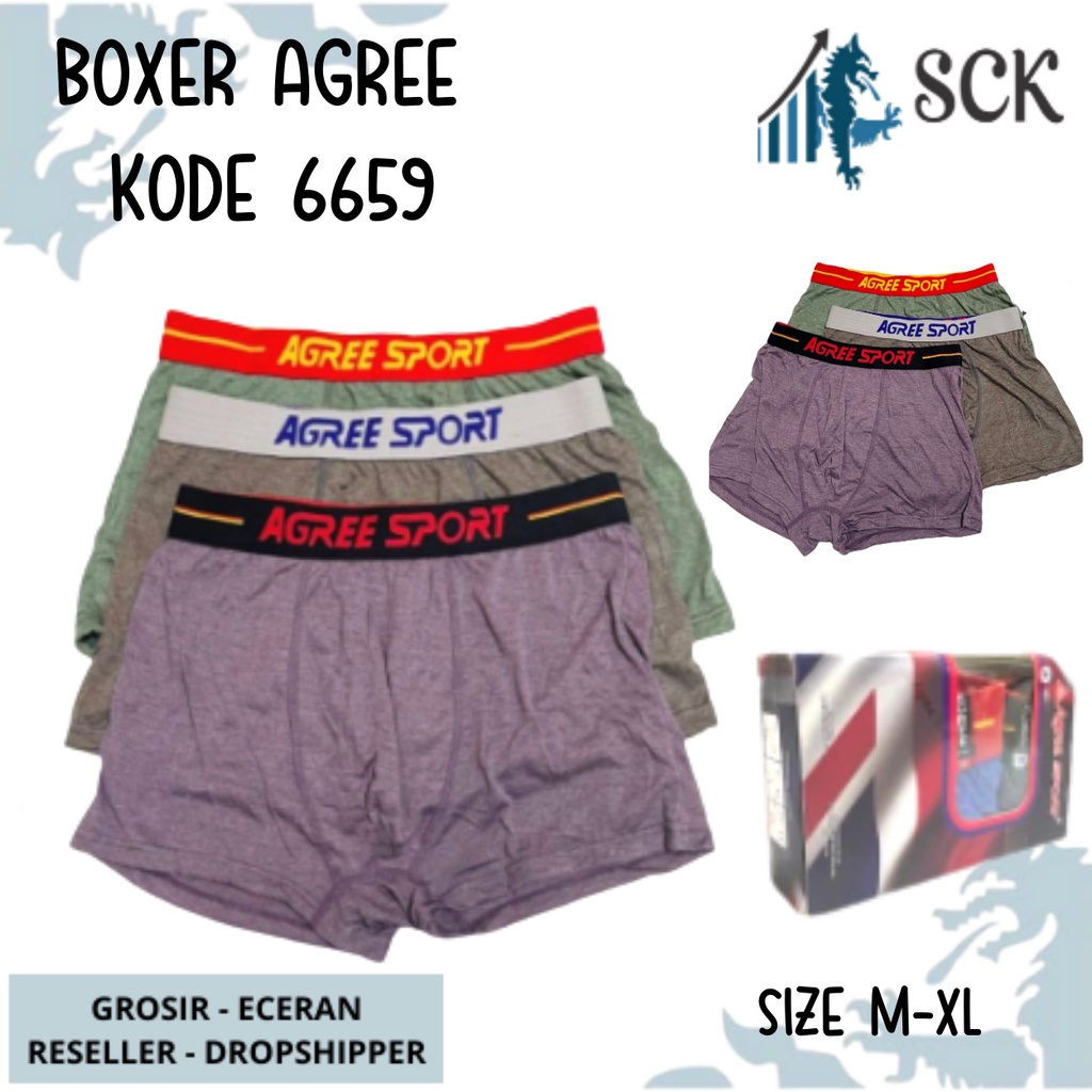 [ISI 3] CD Pria AGREE 6659 MODEL BOXER / Celana Dalam Halus M-XL / Pakaian Dalam Cowok - sckmenwear GROSIR