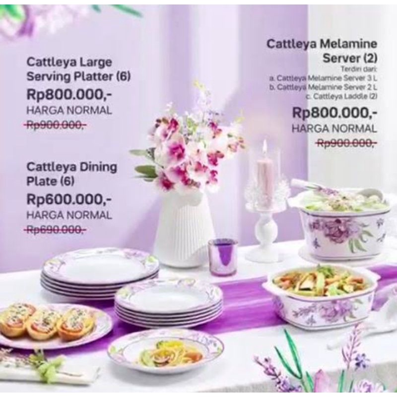 Catleya melamine tupperware / tempat penyajian makanan tupperware