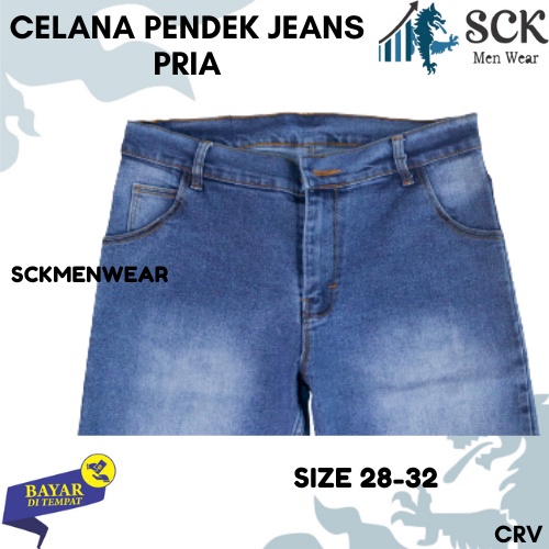 Celana Pendek Pria CRV Jeans KANCING Model Reguler Standar Polos size 28-38 JUMBO - sckmenwear GROSIR