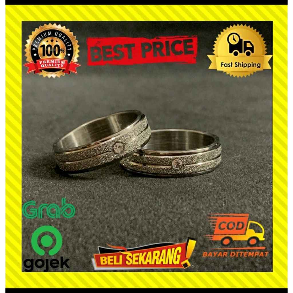 Cincin Couple Hitam Titanium Stainless Steel Pasir List Mata 1 Dan Sisi Rata Polos Anti Karat Selamanya Fashion Ring Pria Wanita Gaul Metal Gaya Kasual Elegan