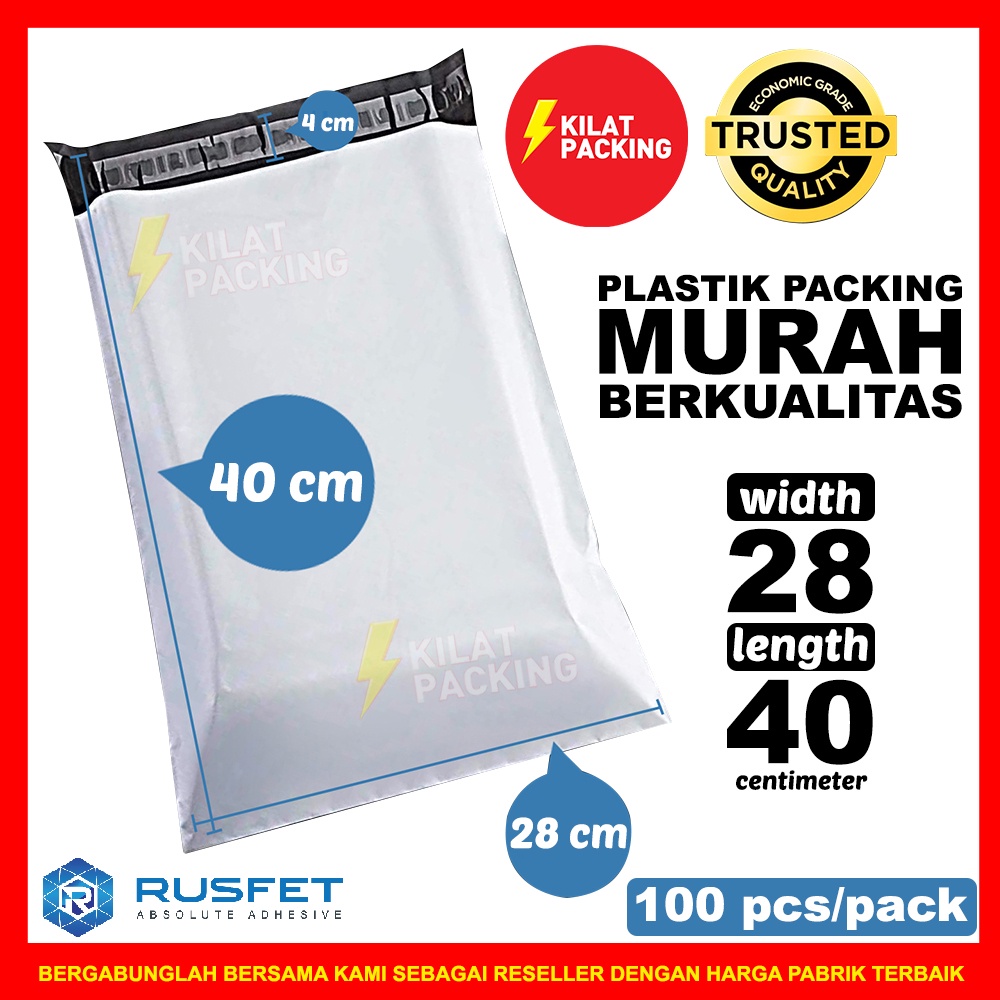 

POLYMAILER EKONOMIS PUTIH 28CM x 40CM - PLASTIK PACKING ISI ±100 LEMBAR - HARGA DIJAMIN TERMURAH