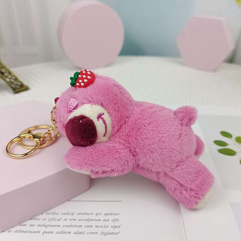 12-14 cm Lucu Prone Beruang Gantungan Kunci Liontin Tidur Beruang Plush Doll Tas Pendant