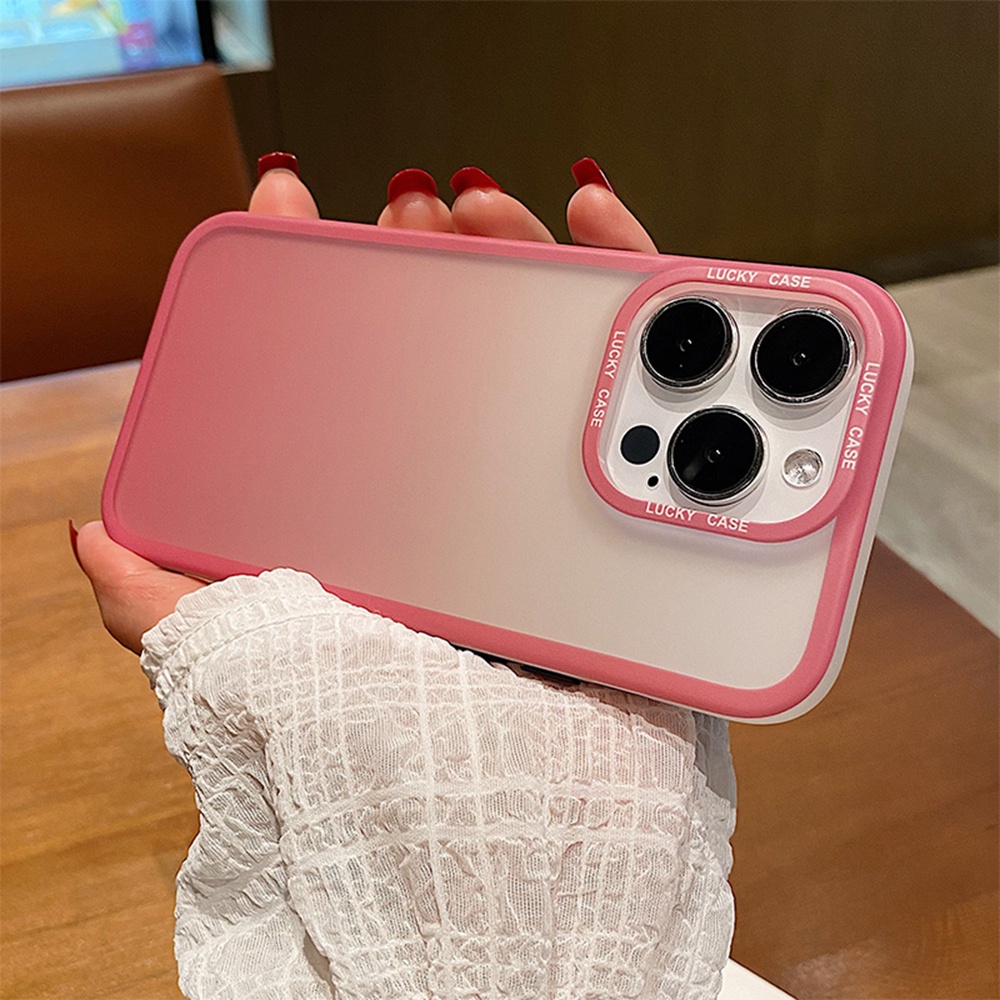IPHONE Imd Gradient Matte Phone Case Untuk Iphone14Plus13 14 Pro MAX Casing Silikon Lembut Untuk Iphone12 Pro MAX Casing Tahan Guncangan