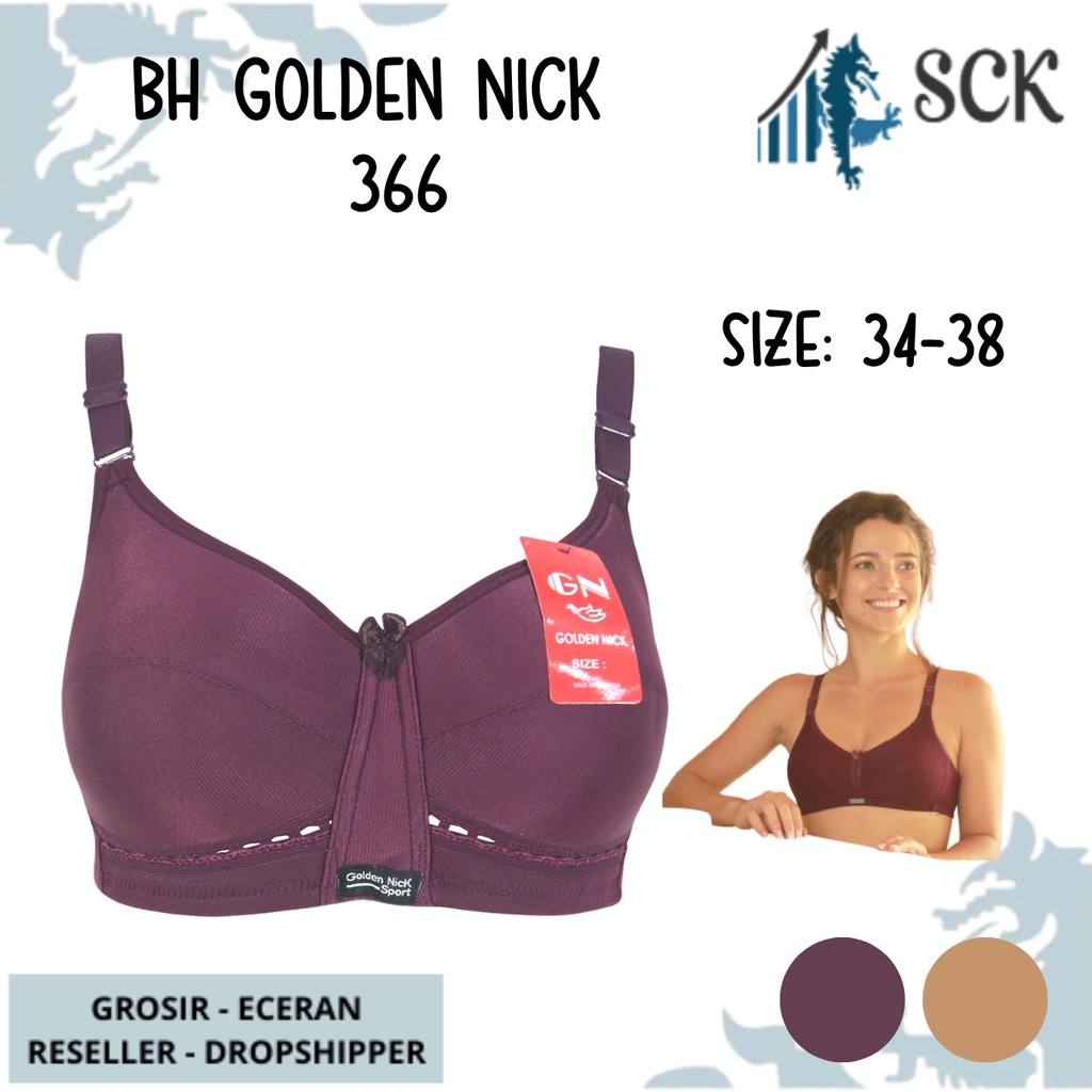 BH GOLDEN NICK 366 Kait 2 Cup B / Bra K366 Tanpa Kawat Busa Tipis / Pakaian Dalam Wanita Size 34-42 – sckmenwear