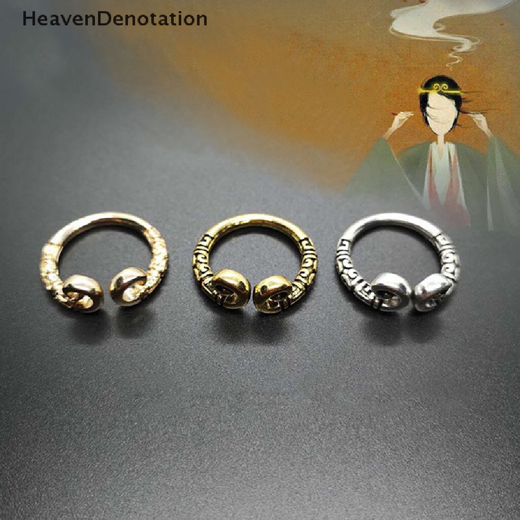 [HeavenDenotation] Cute Monkey King Ring Cincin Pasangan Pasangan Pria Monkey King Golden Cudgel Ring Resizable Finger Rings Untuk Wanita Pengencang Mantra Cincin Golden Rod Open Ring HDV