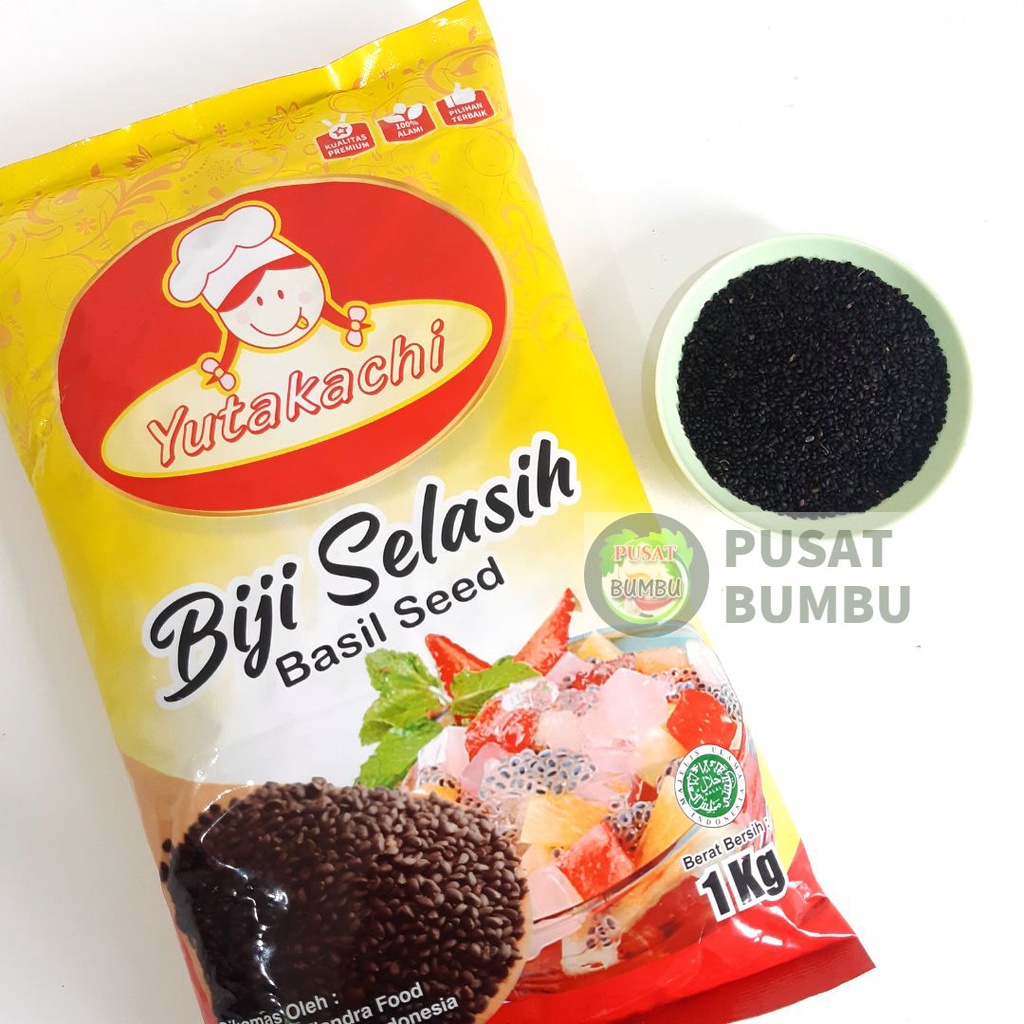 Biji Selasih Super 1Kg Yutakachi / Basil Seed / Selasih Super Kualitas Premium / Halal / Pusat Bumbu