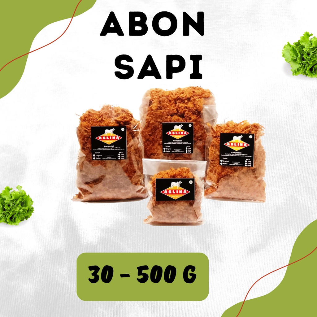 

Abon Daging Sapi Aslina 30g 100g 250g 500g