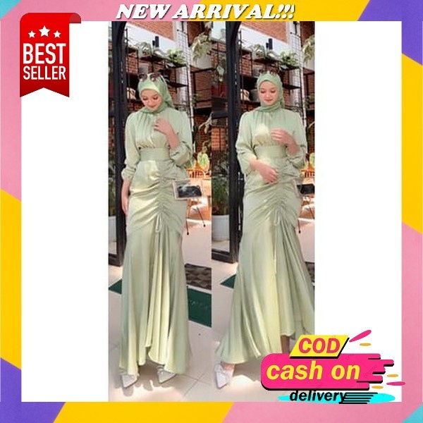 (Cod) Gamis Tulle Satin - Gamis Salsabila - Gamis Pesta - Dress - Gamis Lebaran - Gamis Satin Silk -
