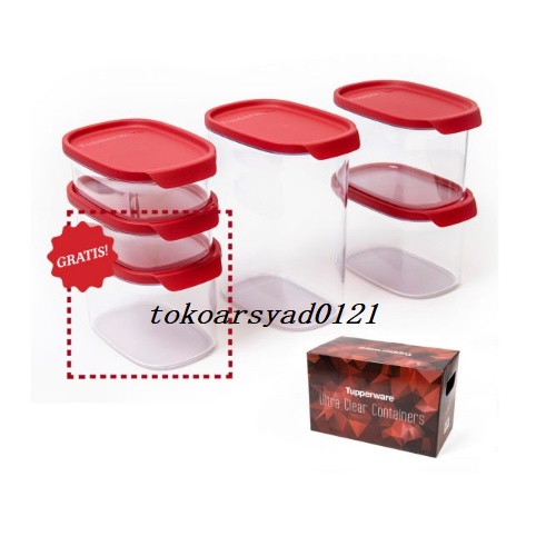TOPLES BENING TRANSPARAN TUPPERWARE ULTRA CLEAR CONTAINER isi 4 pcs