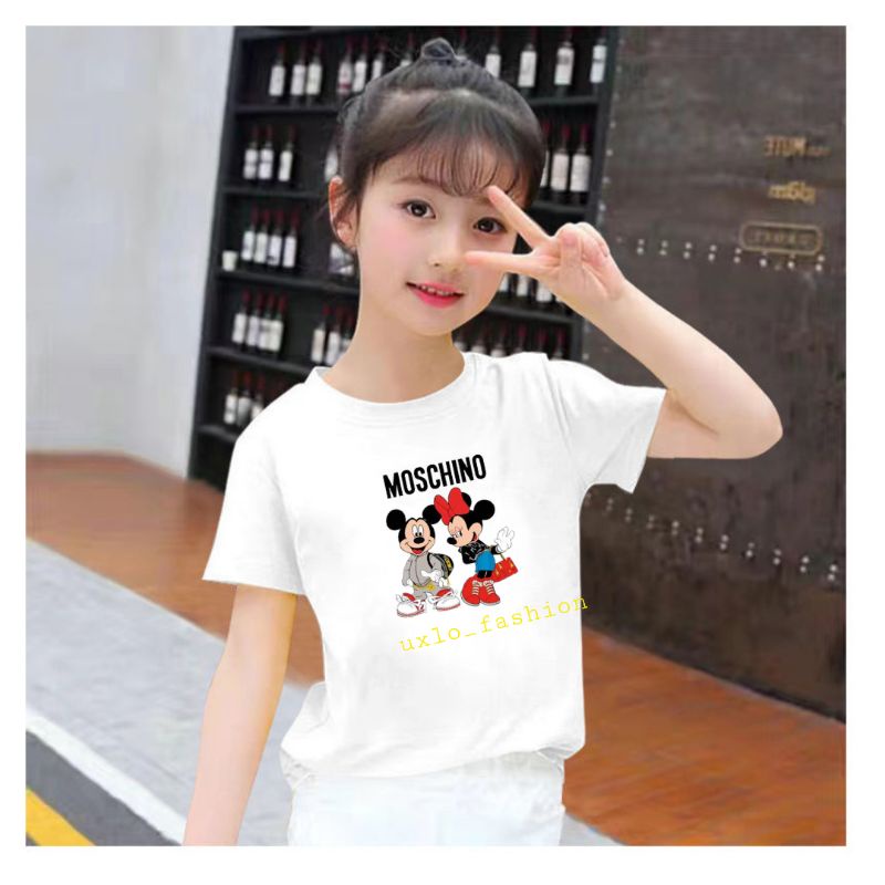 BAJU KAOS ANAK PEREMPUAN CEWEK LENGAN PENDEK MURAH IDEAL UMUR 2 3 4 5 6 7 8 9 TAHUN MOTIF MICKEYMOUSE CUTE UKURAN S M L XL