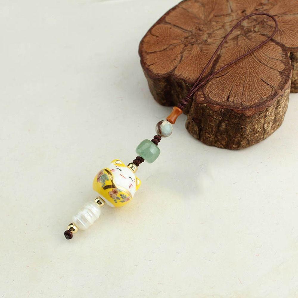 Needway   Gantungan Kunci Keramik Kreatif Retro Lucu Beruntung Berkah Membuat Aksesoris Gaya Cina Lanyard Ponsel