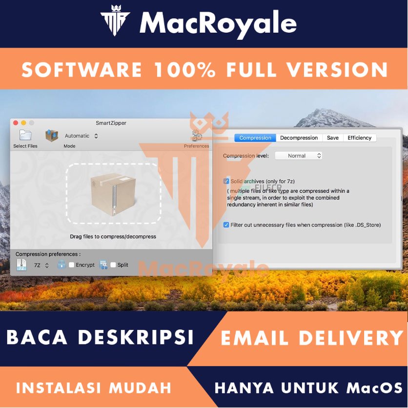 [MacOS] Smart Zipper RAR&amp;7Zip Tool Full Version Lifetime Full Garansi