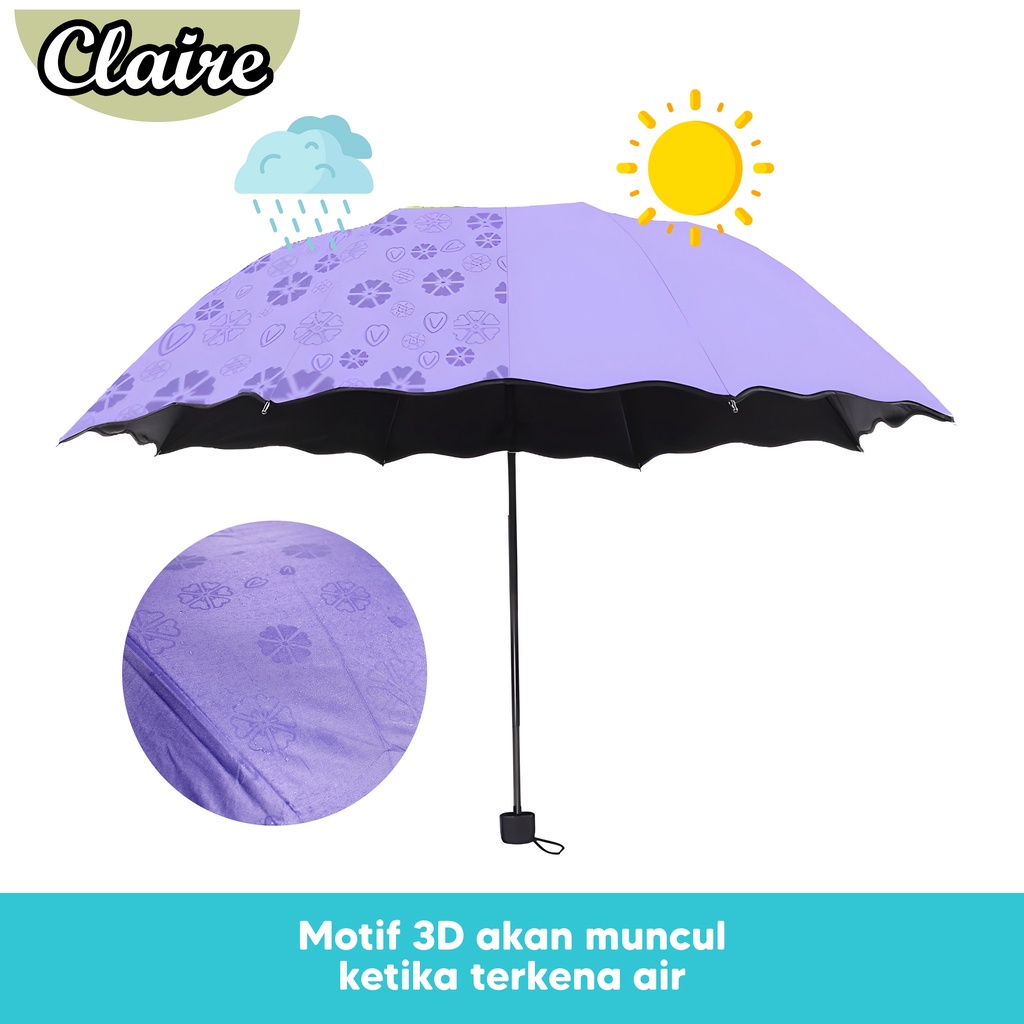 Payung Lipat 3D Ajaib Foldable Magic Umbrella 3 Dimensi Muncul Motif Ketika Basah Payung Anti UV