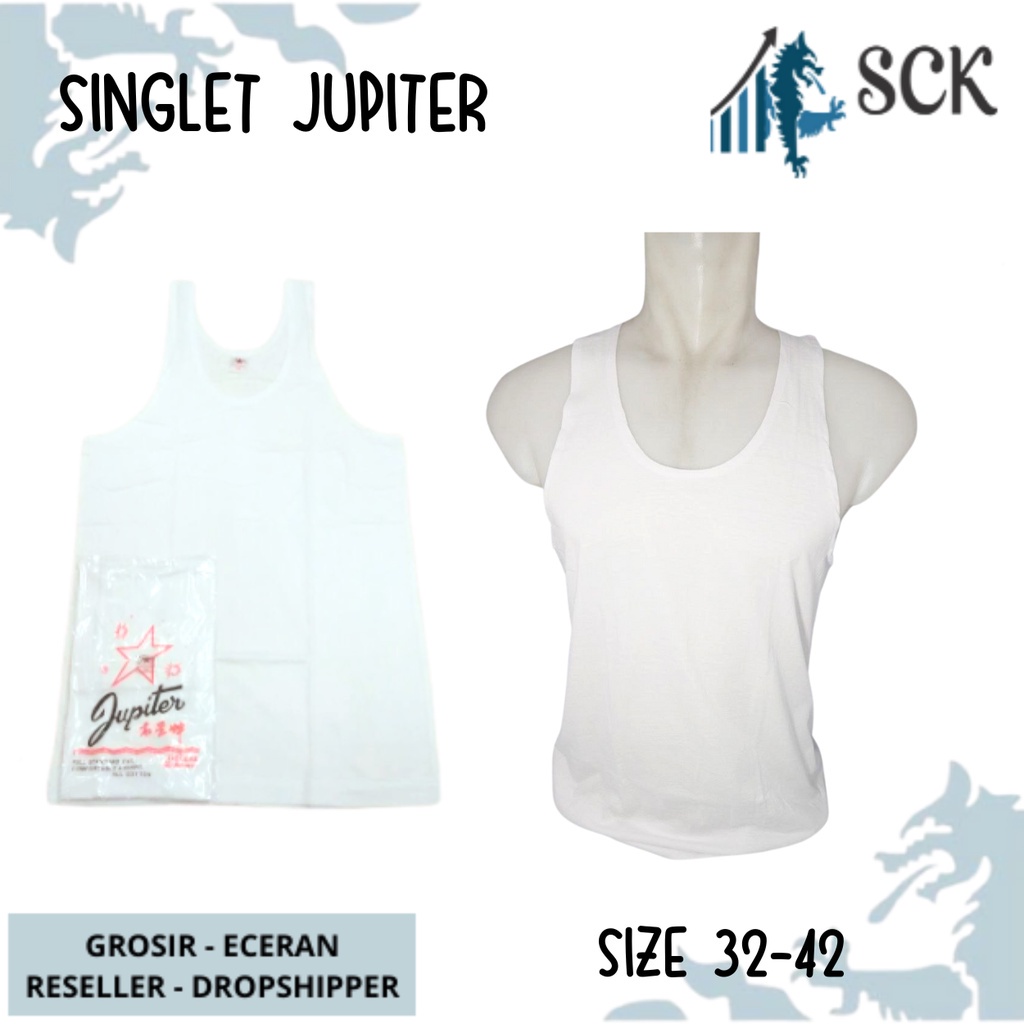 [ISI 1] Singlet JUPITER 32-42 Pria Ukuran Besar / Kaos Dalam JUPITER Katun Original Size 32-48 / Singlet Pria - sckmenwear GROSIR