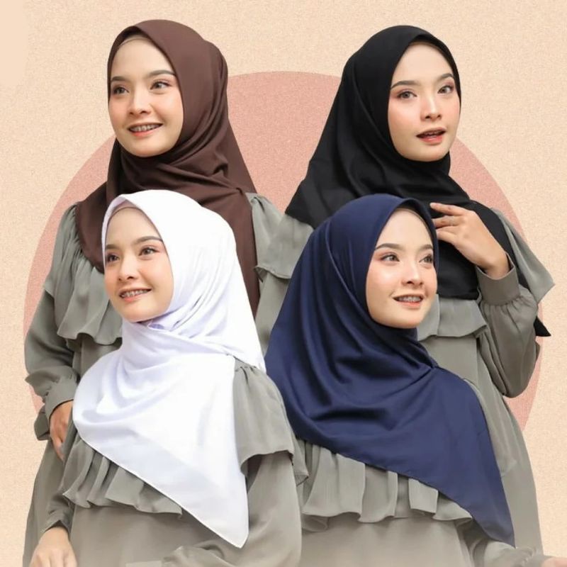 SEGIEMPAT BASIC VOAL POLOS JILBAB UMAMA HIJAB ( Hitam, Putih, Coklat )