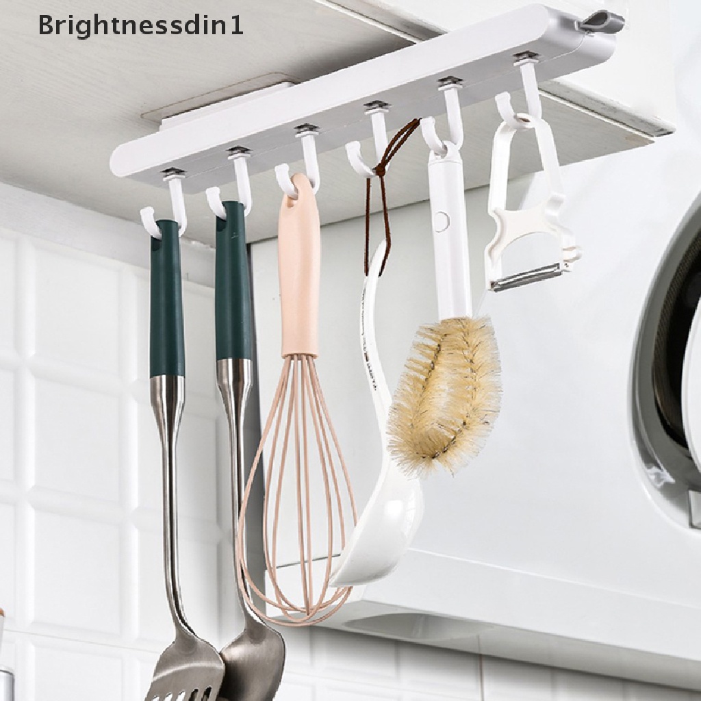 [Brightnessdin1] Push-pull Teleskopik 6kait Kait Dapur Lemari Rak Penyimpanan Shelf Organizer Butik