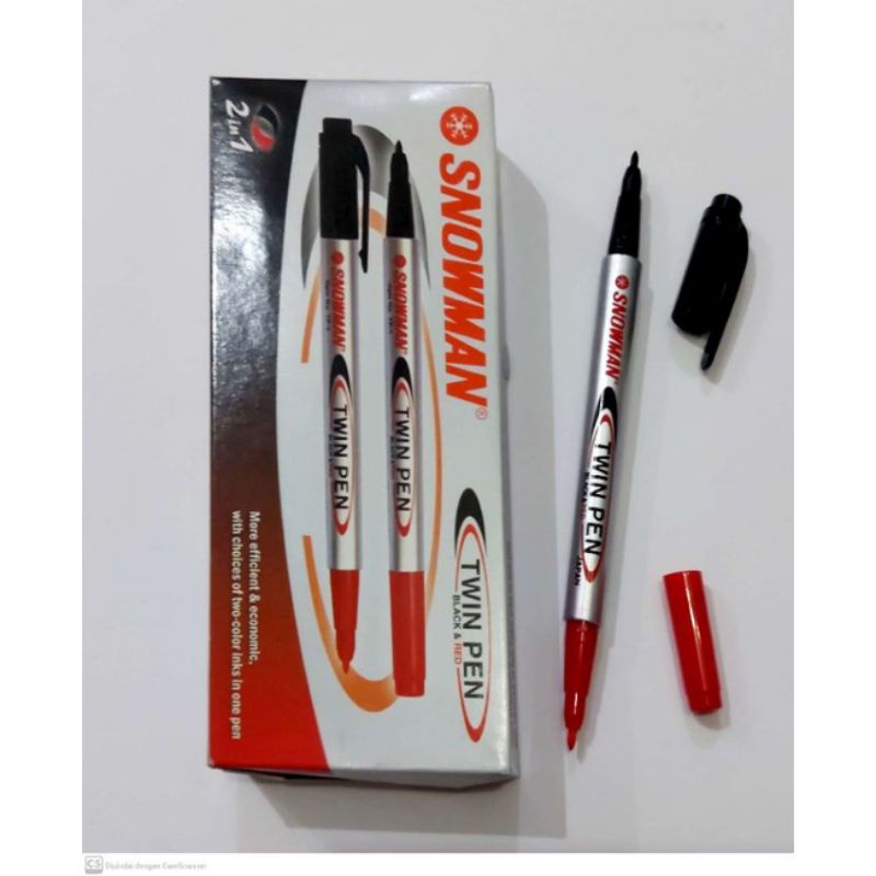 

Spidol Snowman Twin Pen Hitam Merah 2in1