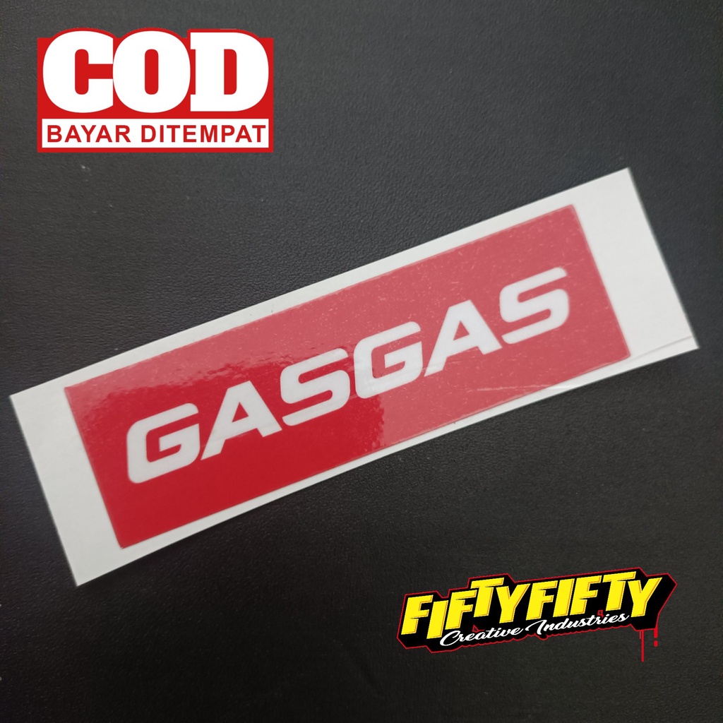 Stiker Print Cut GASGAS Stiker Printing Laminasi Glossy Stiker Motor Mobil Helm Sudah Membentuk Pola Desain