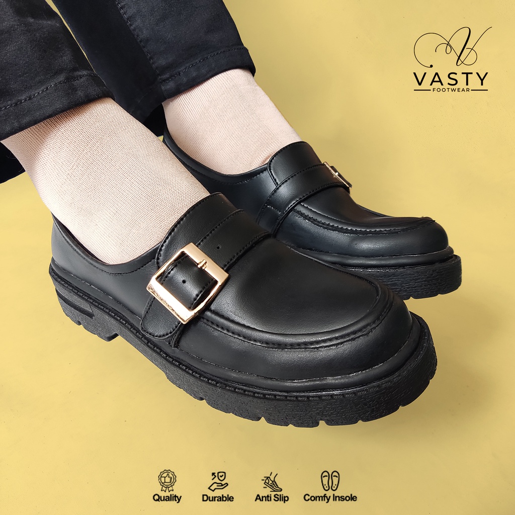 Sepatu pantofel wanita kerja formal cewek sekolah bahan kulit sintesis  ST. 50