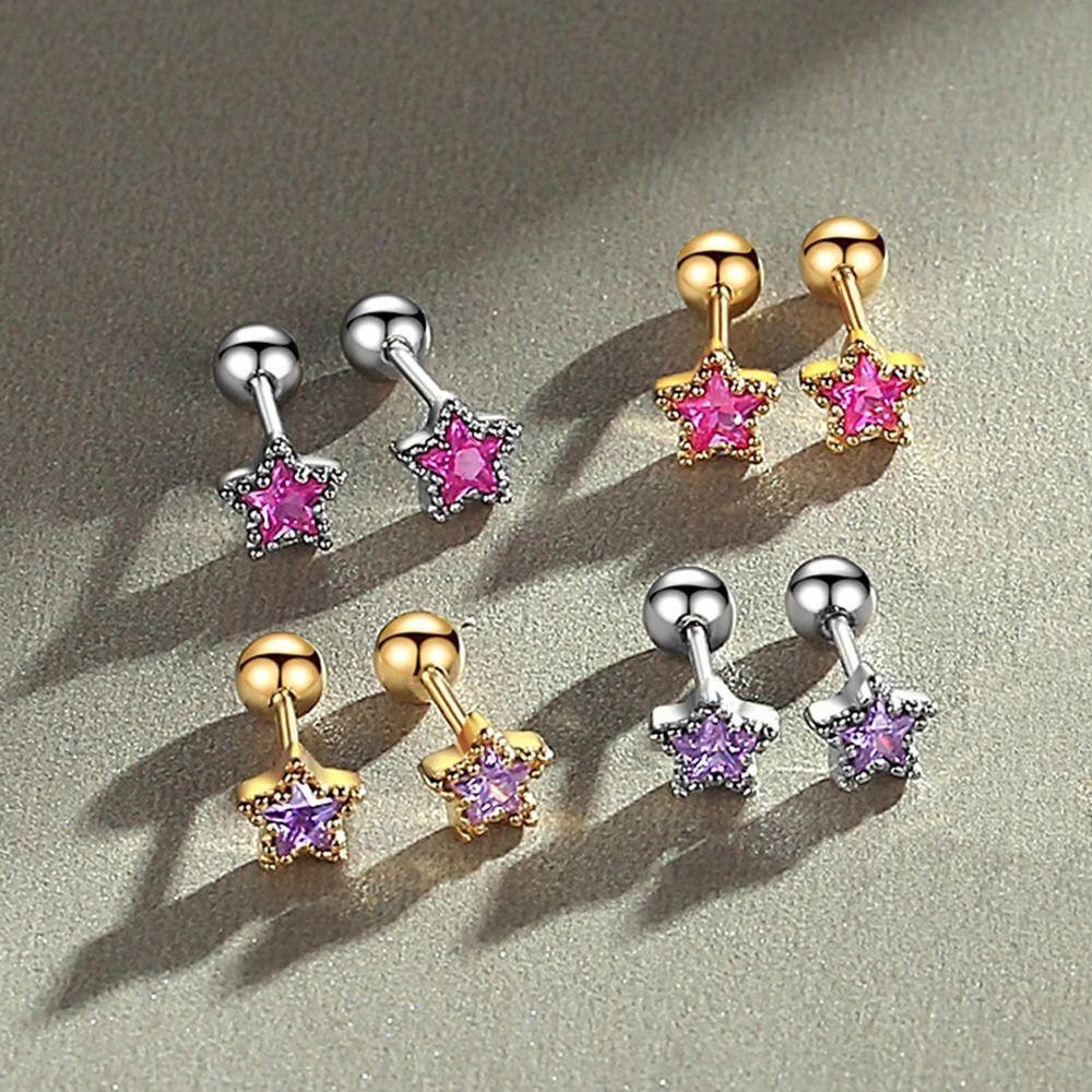 MXBEAUTY Anting Wanita Trendi Serbaguna Sederhana Mungil Bintang Hadiah Ulang Tahun Niche Desain Perhiasan Fashion Multi-Warna Anting Gaya Korea