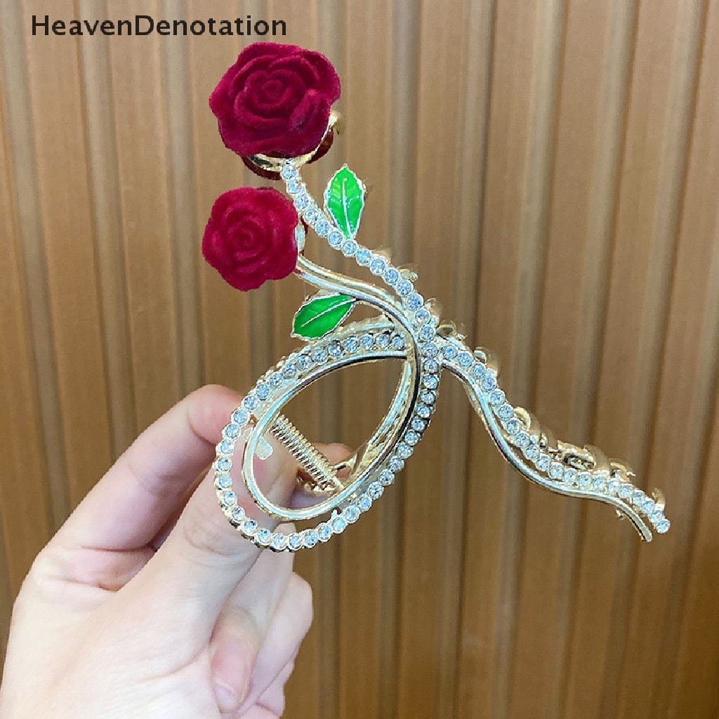 [HeavenDenotation] Retro Rose Ambil Klip Logam Angin Ponytail Klip Hiu Klip Berlian Imitasi Fashion Wanita Aksesoris Rambut Ambil Klip Wanita Gadis Hadiah HDV
