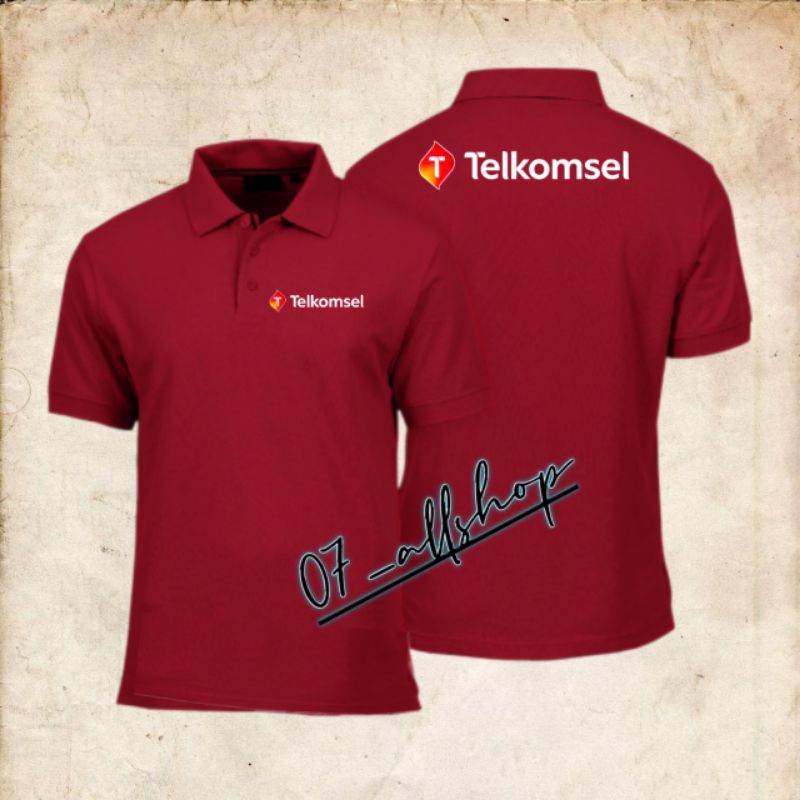 Kaos Shirt Tshirt Baju Kerah Distro TELKOMSEL LOGO BARU BAJU PERUSAHAAN Custom pria wanita Indonesia