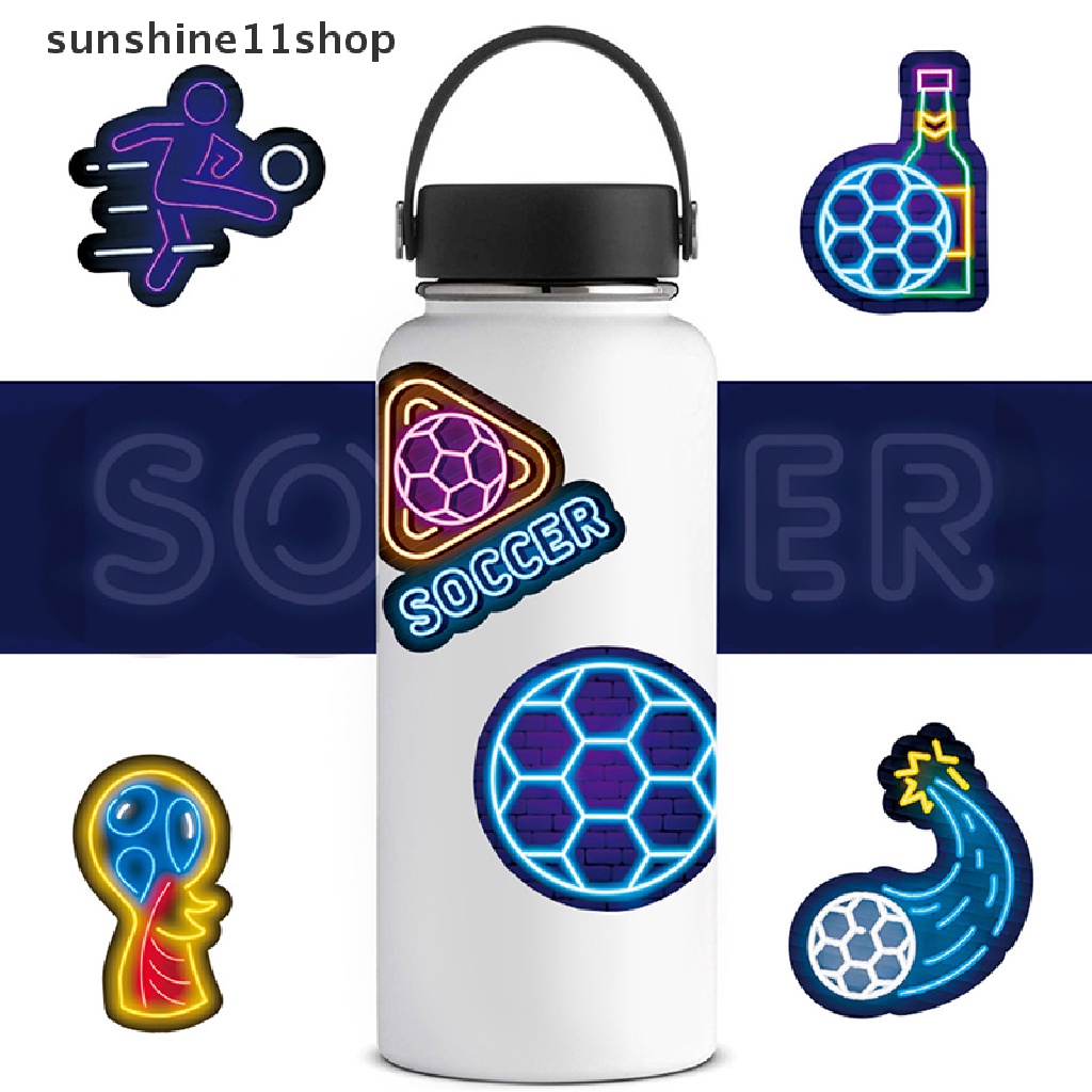 Sho 50 Pcs Neon Sepak Bola Stiker Laptop Tablet Mobil Motor Sepeda Skuter DIY Vinyl Keren Football Decal Sticker Mainan Hadiah N