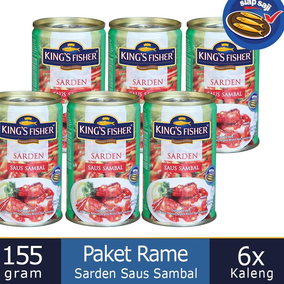 

✲ King's Fisher Paket 6 pcs Sarden mini saus sambal Makanan Kaleng 155 gr ✵