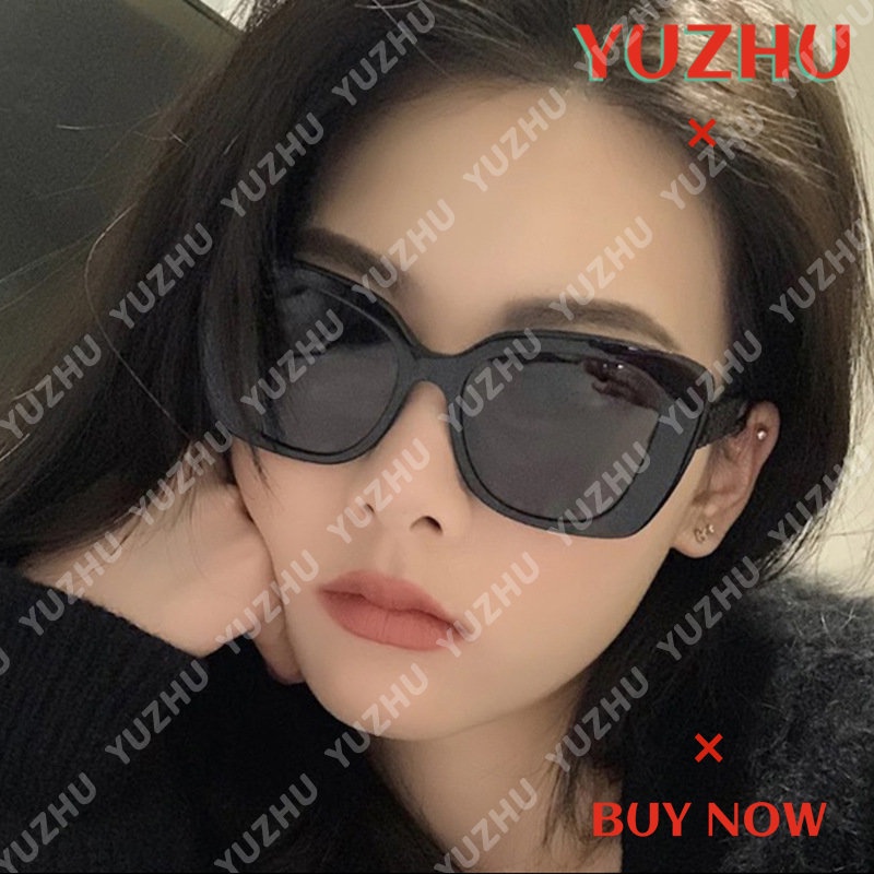 (YUZHU) Korea Fashion Mutiara Kacamata Hitam Vintage Fashion Oversized Frame Casual Kerai Sunglasses Untuk Wanita