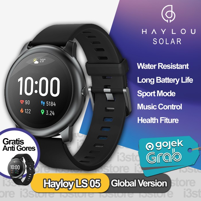 Xiaomi Haylou Solar LS05 Global Version Smart Watch Smartwatch LS 05 - Hitam Murah