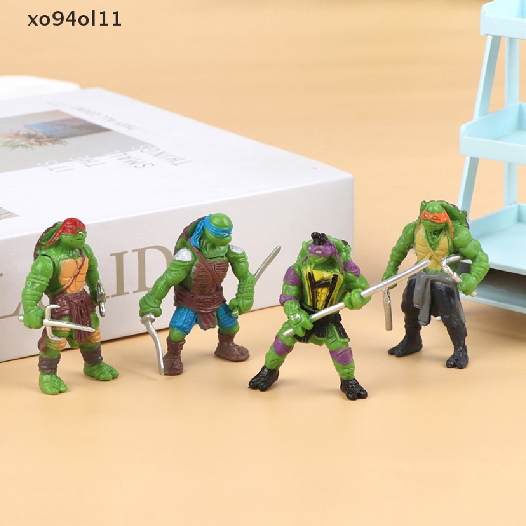 Xo 6Pcs/set Remaja Mutan Ninja Turtles Boneka Anime Actions Figure Lucu Model Desktop Ornamen Mobil Dekorasi Rumah Mainan Anak Boneka Boneka Ornamen Lanskap Mikro Kue Insert De