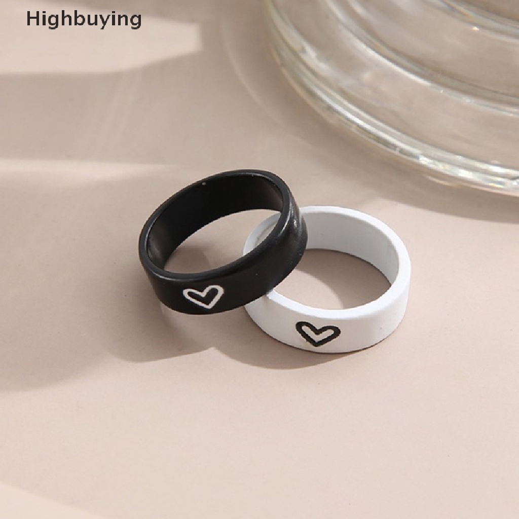 Hbid 2Pcs Cinta Hati Senada Anniversary Pasangan Stuff Rings Ins Net Merah Untuk Wanita Pria Valenes Day Aesthetic Jewelry Gift Set Glory