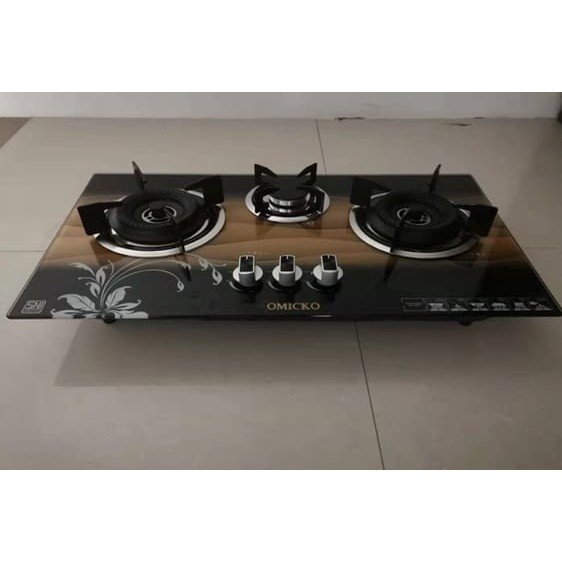 Omicko Kompor Tanam Kaca 3 Tungku KT 013 KT013 Murah Bisa Meja Biasa