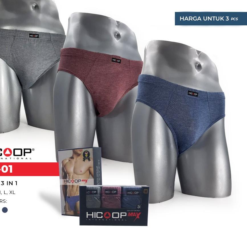 ( COD ) HICOOP men brief celana dalam isi 3 HB-01 Best