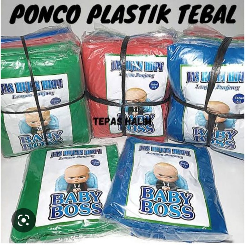 jas hujan plastik MERK BABY BOSS SETELAN &amp; GAMIS 0.4 micron ketebalan